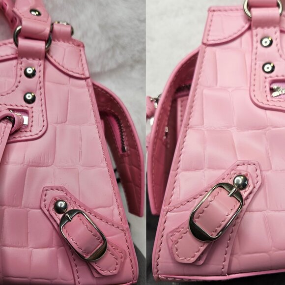 Authentic Balenciaga Nano Neo City Croc Embossed Leather in Pink - Picture 7 of 17